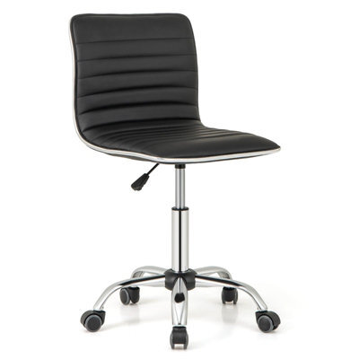 Costway Task Chair Adjustable Office Chair W/ Swivel Seat & Wheels-Black - image 1