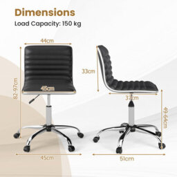 Costway Task Chair Adjustable Office Chair W/ Swivel Seat & Wheels-Black - thumbnail 2