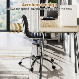 Costway Task Chair Adjustable Office Chair W/ Swivel Seat & Wheels-Black - thumbnail 9