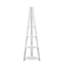 5 Tier Bookcase Corner Ladder Open Wall Unit Shelving Organiser Living White