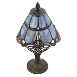 Happy Homewares Quirky And Petite Purple Stained Glass Tiffany Lamp With Clear Beads - thumbnail 3
