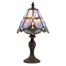 Happy Homewares Quirky And Petite Purple Stained Glass Tiffany Lamp With Clear Beads - thumbnail 2