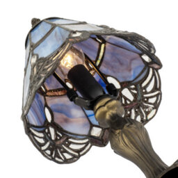 Happy Homewares Quirky And Petite Purple Stained Glass Tiffany Lamp With Clear Beads - thumbnail 4