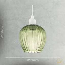 Happy Homewares Modern Green Easy Fit Pendant Lighting Shade With Ridged Fluted Lines - thumbnail 7