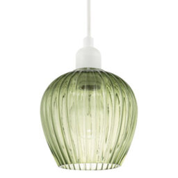 Happy Homewares Modern Green Easy Fit Pendant Lighting Shade With Ridged Fluted Lines - thumbnail 1
