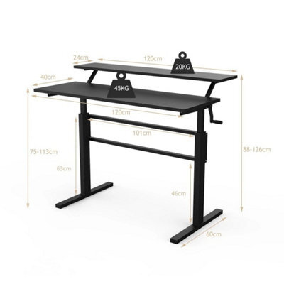 2-Tier Ergonomic Computer Table Adjustable Height Standing Desk - image 1