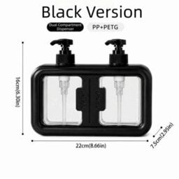 Double Soap Dispenser Countertop Bathroom Shampoo Shower Gel Lotion Press Pump Black - thumbnail 2
