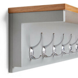 Coat Rack Wall Mounted W/ Shelf & 7 Double Hooks Grey For Door Hallway - thumbnail 6
