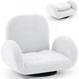 Folding Sofa Chair White Adjustable Backrest Lounge Bed - thumbnail 1