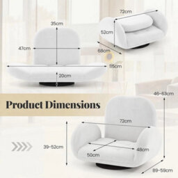 Folding Sofa Chair White Adjustable Backrest Lounge Bed - thumbnail 2