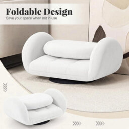 Folding Sofa Chair White Adjustable Backrest Lounge Bed - thumbnail 5