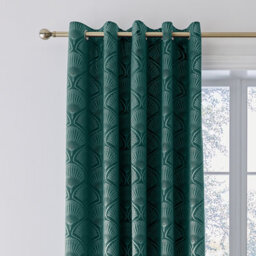 Catherine Lansfield Art Deco Pearl 66X90 Inch Lined Eyelet Curtains Two Panels Teal Green
