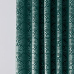 Catherine Lansfield Art Deco Pearl 66X90 Inch Lined Eyelet Curtains Two Panels Teal Green - thumbnail 3