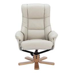 Morris Living The Cairo - Swivel Recliner Chair & Matching Footstool In Mushroom Faux Leather - thumbnail 5