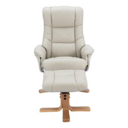 Morris Living The Cairo - Swivel Recliner Chair & Matching Footstool In Mushroom Faux Leather - thumbnail 4