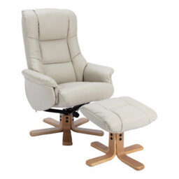 Morris Living The Cairo - Swivel Recliner Chair & Matching Footstool In Mushroom Faux Leather