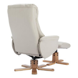 Morris Living The Cairo - Swivel Recliner Chair & Matching Footstool In Mushroom Faux Leather - thumbnail 9