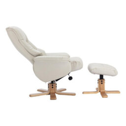 Morris Living The Cairo - Swivel Recliner Chair & Matching Footstool In Mushroom Faux Leather - thumbnail 8