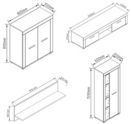 Vcm 4 Pcs Cabinet Wall Set Residential Wall Usilo Xl - thumbnail 5