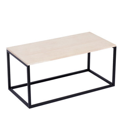 Nordlys Industrial Wooden Top And Black Metal Coffee Table Modern Design Style Living Room - image 1