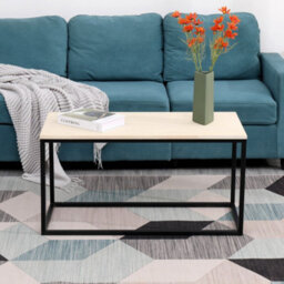 Nordlys Industrial Wooden Top And Black Metal Coffee Table Modern Design Style Living Room - thumbnail 4