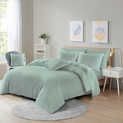 Homes & Linen Easy Care Poly-Cotton Plain Dyed Duvet Cover Set