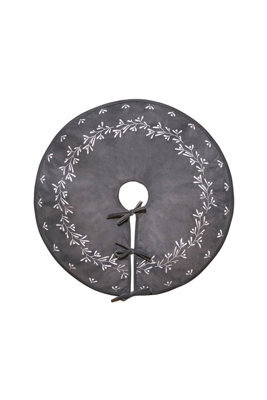 Ivyline Slate Velvet Mistletoe Tree Skirt D80Cm - image 1
