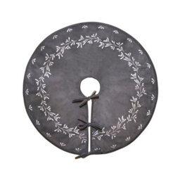 Ivyline Slate Velvet Mistletoe Tree Skirt D80Cm - thumbnail 2