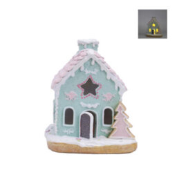 Woodside Home Living Christmas Led Light Up Gingerbread House - Peppermint Green