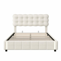 5Ft Double Bed 150X200 With Storage, Bed Frame With Inductive Led, Padded Headboard, Slatted, For Adults And Teenagers, Velvet - thumbnail 7