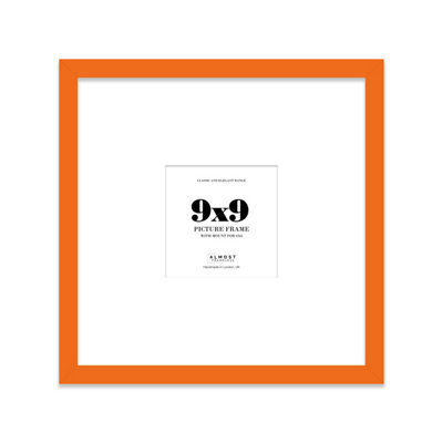 "9X9"" Orange Picture Frame - 9X9"" Square Frame With 6X6"" Mount For 9X9""/6X6"" Pictures Vintage Style Gallery Wall, 1 Pack" - image 1