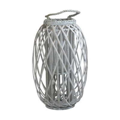 Red Hamper Grey Wash Willow Candle Lantern - image 1