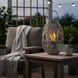 Red Hamper Grey Wash Willow Candle Lantern - thumbnail 2