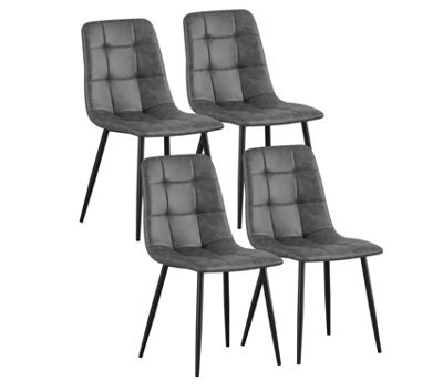 Mof Faux Suede Dining Chairs With Sturdy Metal Legs - Kitchen & Living Room Chairs With (Faux Suede Grey Check) - image 1