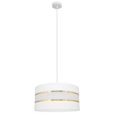 Luminosa Lighting Luminosa Helen Cylindrical Pendant Ceiling Light White, Gold 40Cm