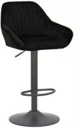 Lamboro Velluto Velvet Kitchen Bar Stool, Matt Black Stem & Base, Adjustable Gas Lift With Backrest, Breakfast Bar Stool - Black - thumbnail 1