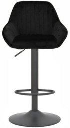Lamboro Velluto Velvet Kitchen Bar Stool, Matt Black Stem & Base, Adjustable Gas Lift With Backrest, Breakfast Bar Stool - Black - thumbnail 4