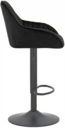 Lamboro Velluto Velvet Kitchen Bar Stool, Matt Black Stem & Base, Adjustable Gas Lift With Backrest, Breakfast Bar Stool - Black - thumbnail 3