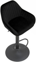 Lamboro Velluto Velvet Kitchen Bar Stool, Matt Black Stem & Base, Adjustable Gas Lift With Backrest, Breakfast Bar Stool - Black - thumbnail 7