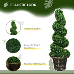 Homcom Set Of 2 Potted Artificial Plants, Topiary Spiral Boxwood Trees, 90Cm - thumbnail 5