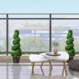 Homcom Set Of 2 Potted Artificial Plants, Topiary Spiral Boxwood Trees, 90Cm - thumbnail 4