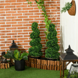 Homcom Set Of 2 Potted Artificial Plants, Topiary Spiral Boxwood Trees, 90Cm - thumbnail 7