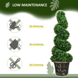 Homcom Set Of 2 Potted Artificial Plants, Topiary Spiral Boxwood Trees, 90Cm - thumbnail 6