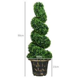 Homcom Set Of 2 Potted Artificial Plants, Topiary Spiral Boxwood Trees, 90Cm - thumbnail 3
