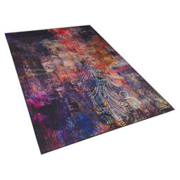 Beliani Multicolour Paisley Rug 140 X 200 Cm - Polyester Pile With Anti-Slip Rubber Backing - thumbnail 3