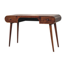 Artisan Furniture Solid Wood Chestnut London Arch Writing Desk, 2 Drawers, Dark Brown - thumbnail 3