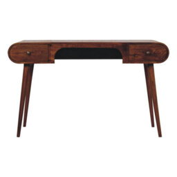Artisan Furniture Solid Wood Chestnut London Arch Writing Desk, 2 Drawers, Dark Brown - thumbnail 2