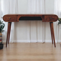Artisan Furniture Solid Wood Chestnut London Arch Writing Desk, 2 Drawers, Dark Brown