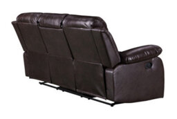 Manual Recliner Sofa In Brown Faux Leather 3 Seater Sofa - thumbnail 6