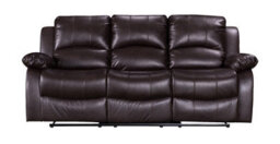 Manual Recliner Sofa In Brown Faux Leather 3 Seater Sofa - thumbnail 3